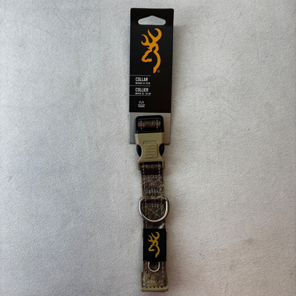 Browning Dog Collar Pet Medium Camo Realtree Edge Reflective Locking Buckle New